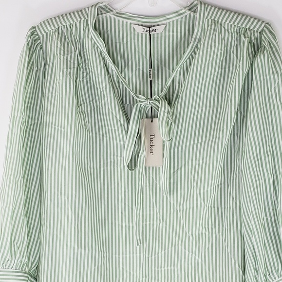 Tucker The Tassel Blouse Grass Stripe Tops - Picture 4 of 7